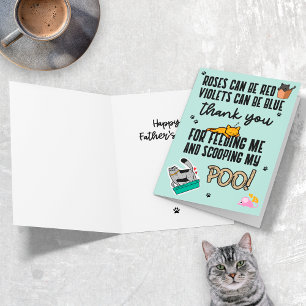 Carte Drôle Mignon Bleu Bonne Fête des Pères De Chat