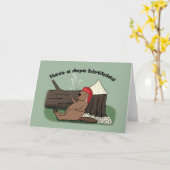 Carte Drôle mignon castor canadien ont un Dope Anniversa (Fleur jaune)