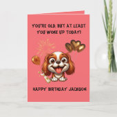 Carte Drôle mignon Chien Simple Anniversaire Salut (Devant)