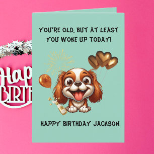 Carte Drôle mignon Chien Simple Anniversaire Salut
