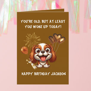 Carte Drôle mignon Chien Simple Anniversaire Salut