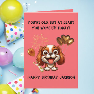 Carte Drôle mignon Chien Simple Anniversaire Salut