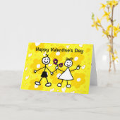 Carte Drôle Mignon Garçon Fille Saint Valentin (Fleur jaune)