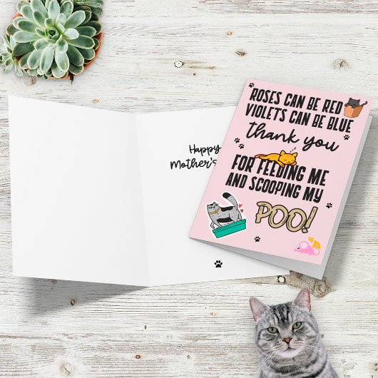 Carte Drôle mignon rose Bonne fête des mères de chat
