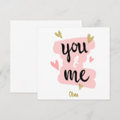 Carte Drôle mignon rose vous & moi couple de la Saint Va (Devant / Derrière)