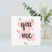 Carte Drôle mignon rose vous & moi couple de la Saint Va (Debout devant)