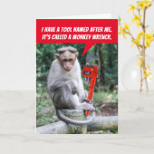 Carte Drôle Monkey Wrench, Hammered Sur Votre Anniversai (Fleur jaune)