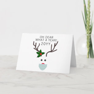 Carte Drôle Noël 2020 Reindeer portant un masque facial