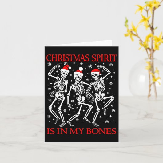 Carte Drôle Noël Danser Skeletons Noël Esprit (Fleur jaune)