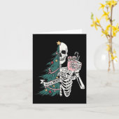 Carte Drôle Noël Sorta Merry Sorta Scary Skeleton X (Fleur jaune)