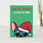 Carte Drôle noir Tan Frenchie Père Noël Paws Noël (Devant)