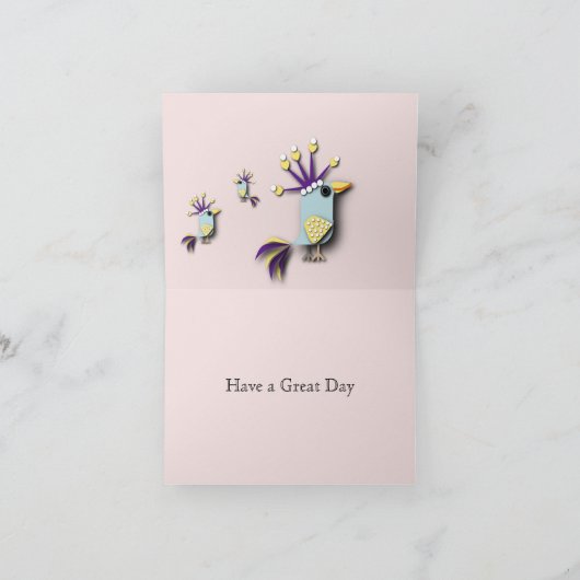 Carte Drôle Oiseau modifiable (Intérieur)