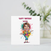 Carte Drôle Paint splash maman Caricature d'anniversaire (Debout devant)