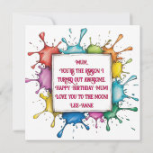 Carte Drôle Paint splash maman Caricature d'anniversaire (Dos)