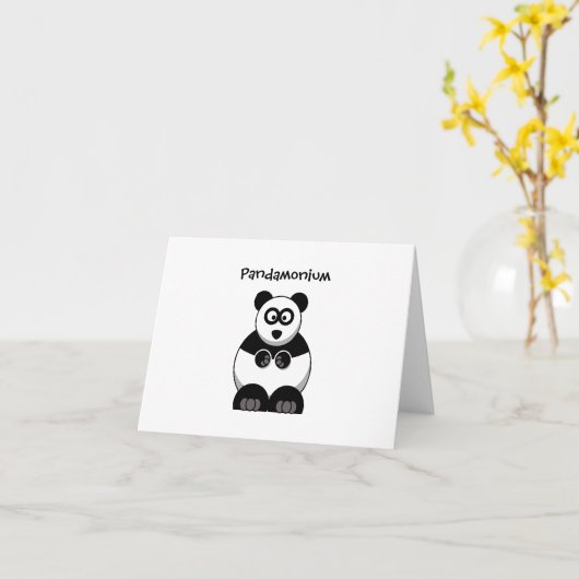 Carte Drôle Pandamonium Panda Cartoon, Mignonne Pun Stre (Fleur jaune)