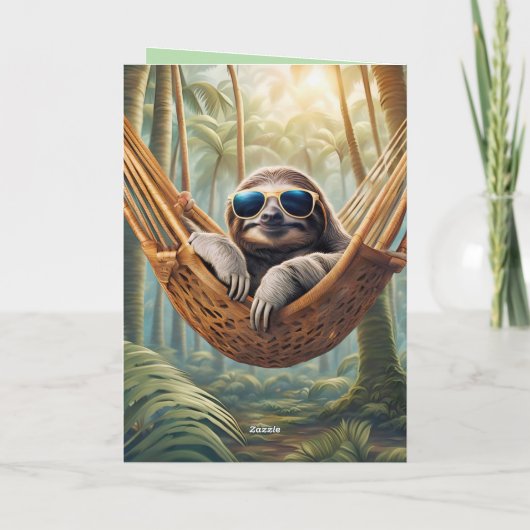 Carte Drôle paresse avec lunettes de soleil dans un hama (Dos)