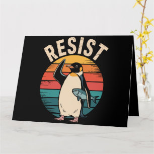 Carte Drôle Penguin Résiste À La Manifestation Contre Le