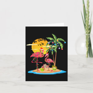 Carte Drôle Père Noël Flamant rose Rose Palmier Noël En