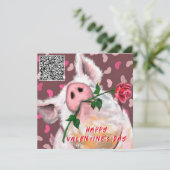 Carte Drôle Pig Valentine's Day Card avec QR Code (Debout devant)