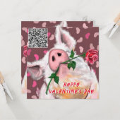 Carte Drôle Pig Valentine's Day Card avec QR Code (Devant/Arrière en situation)