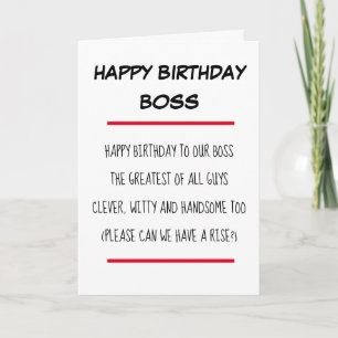 Carte Drôle Poem Boss Joyeux Anniversaire