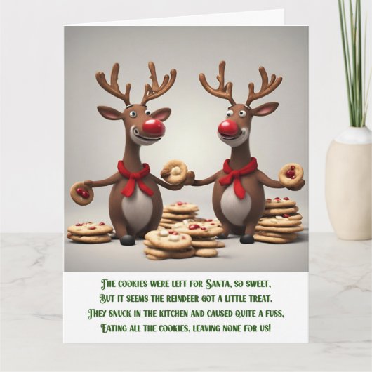 Carte Drôle Poème de Noël mignon renne de Noël (Devant)