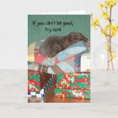 Carte Drôle Poodle sur Noël Présents Fêtes (Fleur jaune)