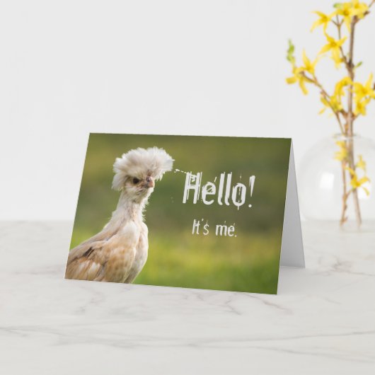 Carte Drôle poulet (Fleur jaune)