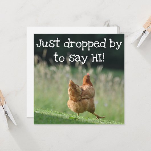 Carte Drôle poulet Bonjour Citations Dites Hi mignon ani (Devant/Arrière en situation)