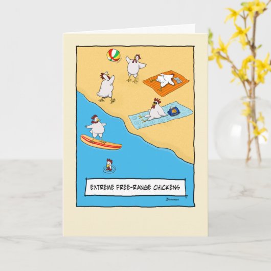 Carte Drôle Poulet Libre-Gamme Anniversaire (Fleur jaune)