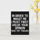 Carte Drôle, Pour M'Insulter. Joke Sarcastic Tee (Fleur jaune)