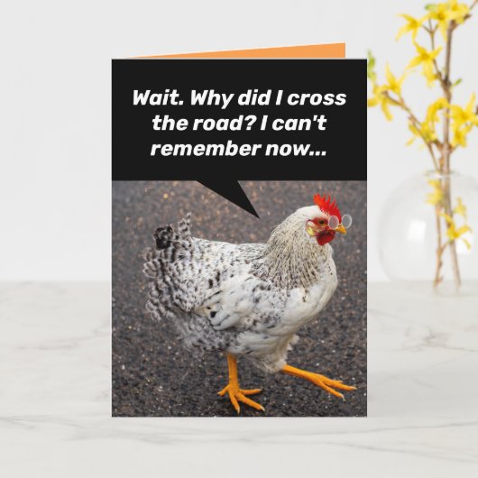 Carte Drôle Pourquoi Le Poulet A-T-Il Traversé La Route  (Fleur jaune)