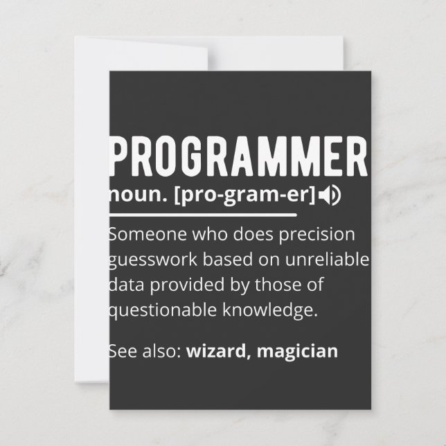 Carte Drôle Programmer Code Développeur Définition (Devant)