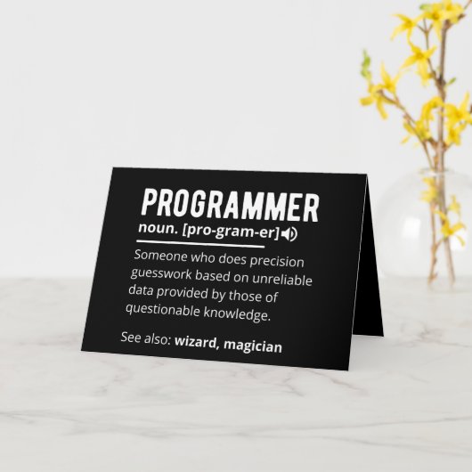 Carte Drôle Programmer Code Développeur Définition (Fleur jaune)