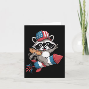Carte Drôle Raccoon 4 juillet Hot Dog 4 Juillet
