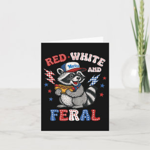 Carte Drôle Raccoon 4 juillet Patriotique Mignonne Rouge