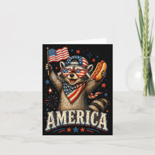 Carte Drôle Raton laveur Américain Patriote Hotdog Usa 4