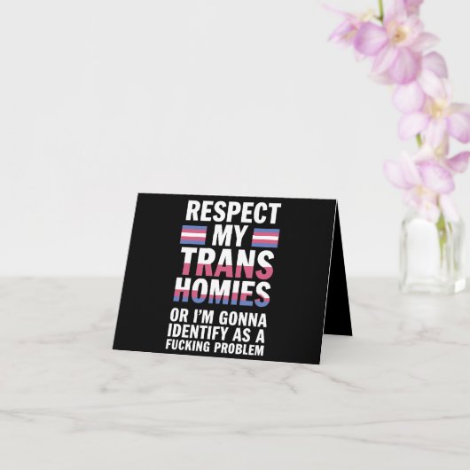Carte Drôle Respecte Mes Copains Trans Mois de la Fierté (Orchidée)