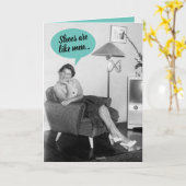 Carte Drôle Retro 50's Lady Comparer Chaussures Aux Homm (Fleur jaune)