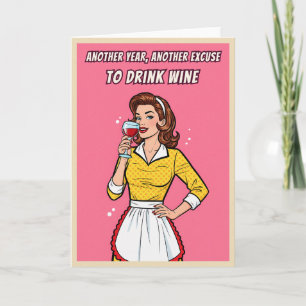 Carte Drôle Rétro Vintage Humour Vin Pop Art Anniversair