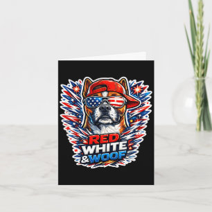 Carte Drôle rouge blanc et ouah ouah boxer chien patriot