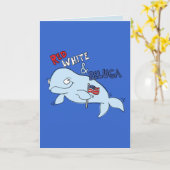 Carte drôle rouge de blanc et de beluga 4 juillet (Fleur jaune)