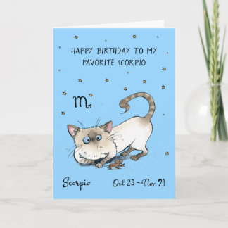 Carte drôle Scorpion Zodiaque Chat Signe astrologi