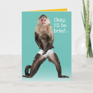 Carte Drôle Singe Portant Des Briefs Blancs Punny Annive