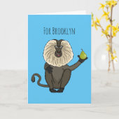 Carte Drôle singe-singe macaque à queue de lion (Fleur jaune)