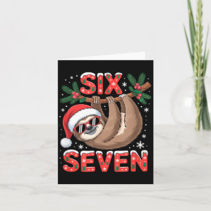 Carte Drôle Six Sept Paresseux Noël 67 Chapeau de Père N