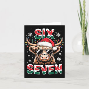 Carte Drôle Six Sept Vache des Highlands Noël 67 Cool Xm