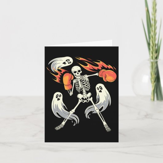 Carte Drôle Skeleton Boxe Halloween Éffrayant Boxe (Devant)