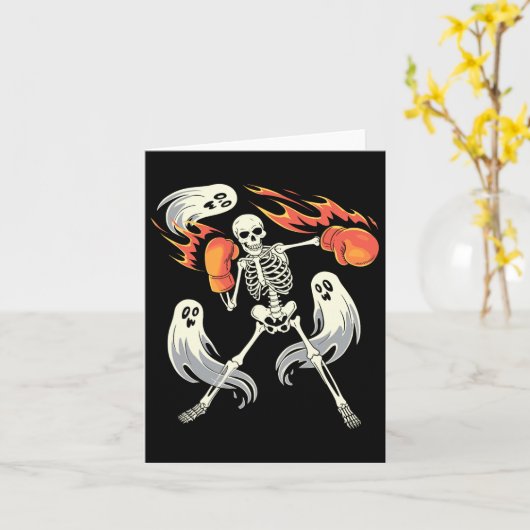 Carte Drôle Skeleton Boxe Halloween Éffrayant Boxe (Fleur jaune)