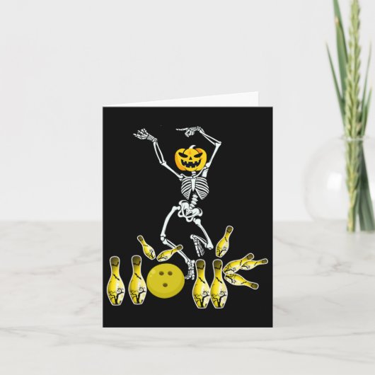 Carte Drôle Skeleton Halloween Bowling Shirt Bowler Cade (Devant)